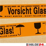 HILDE24 | Warnklebeband Vorsicht Glas 48 mm x 66 lfm orange